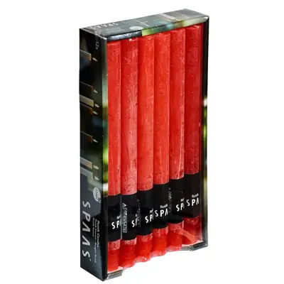 Rustic Stabkerzen Rot 12er-Pack, 25 cm