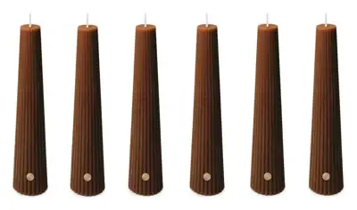 Obelisk-Kerzen Braun Spaas 6 Stück 25 cm