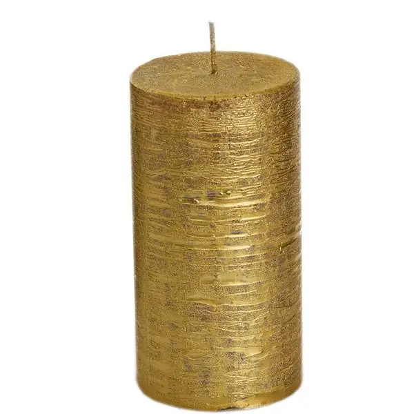 Stumpenkerze Classic Gold Ø 7 × 13 cm, 60 Stunden