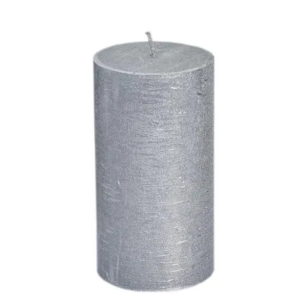 Stumpenkerze Silber Classic Ø 7 × 13 cm – Spaas