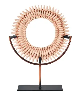 Muschel-Deko auf Ständer Rosa-Schwarz 38 cm – handbemalt
