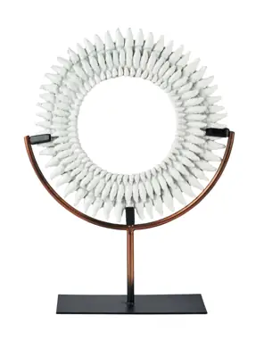 Muschel-Deko auf Ständer Weiß-Schwarz 38 cm – handbemalt