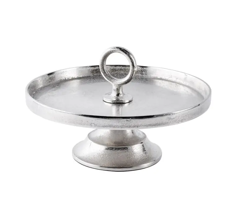 Etagere rund mit Griff Aluminium Silber 30 cm