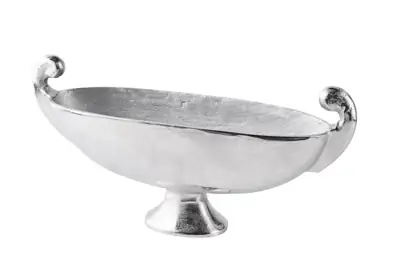 Dekoschale oval in Pokalform Silber 51 cm
