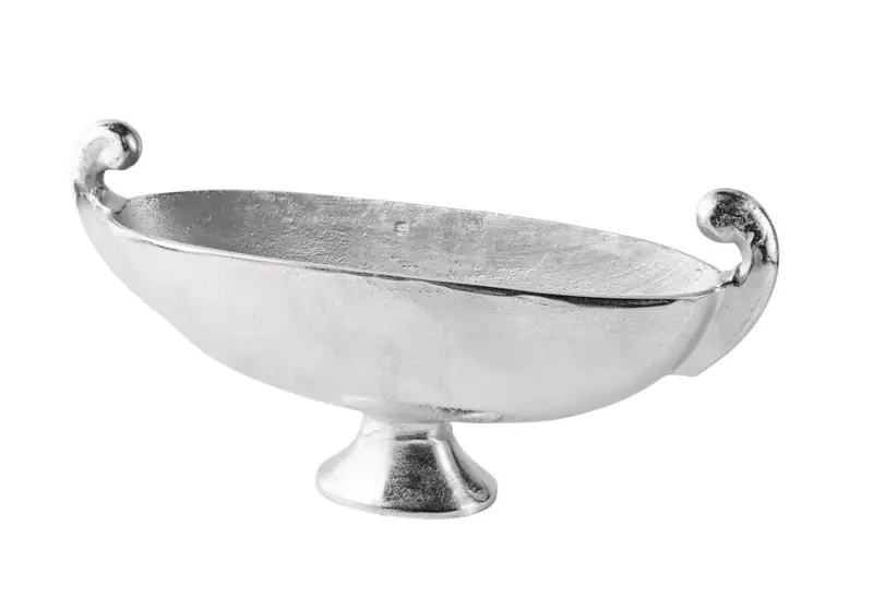Dekoschale oval in Pokalform Silber 51 cm