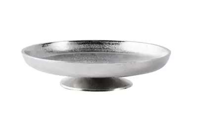 Schale auf Standfuß Aluminium Silber XL 29,5 cm Raw-Optik