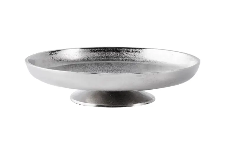 Schale auf Standfuß Aluminium Silber XL 29,5 cm Raw-Optik