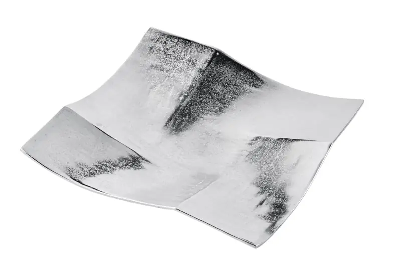 Dekoteller Schale eckig Aluminium Silber Größe L – 35 × 35 × 6,5 cm