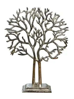 Schmuckbaum Silber aus Aluminium 38 cm mit gespaltenem Stamm