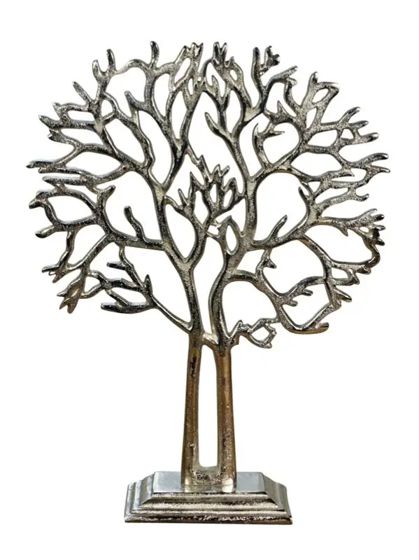Schmuckbaum Silber aus Aluminium 38 cm mit gespaltenem Stamm