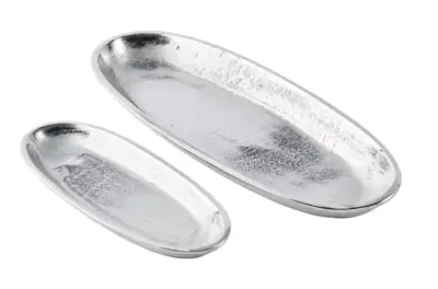 Dekoschalen 2er-Set Aluminium Silber 25 und 38 cm