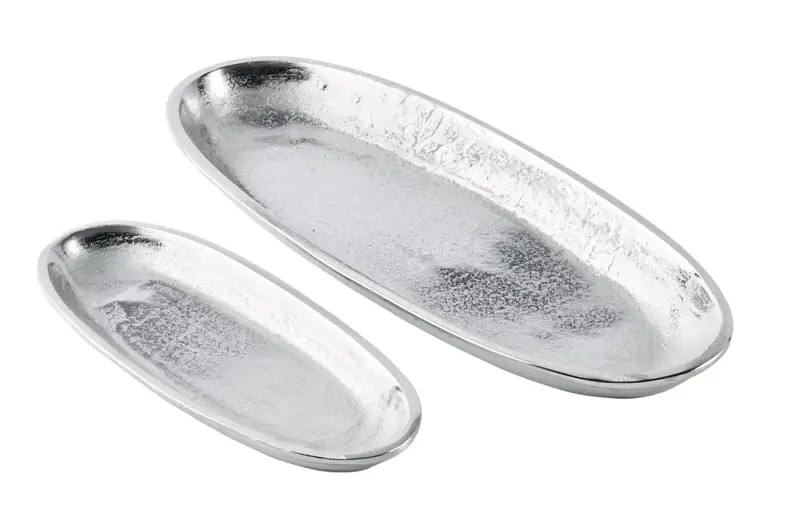 Dekoschalen 2er-Set Aluminium Silber 25 und 38 cm