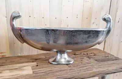 Ovale Pokalschale XL Aluminium Silber 61 cm