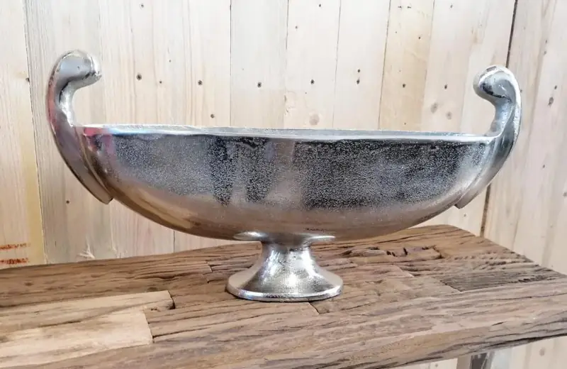 Ovale Pokalschale XL Aluminium Silber 61 cm