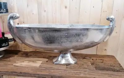 Ovale Pokalschale XXL Aluminium Silber 81 cm