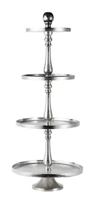 Etagere XXL 4-stöckig Silber aus Aluminium 95 cm