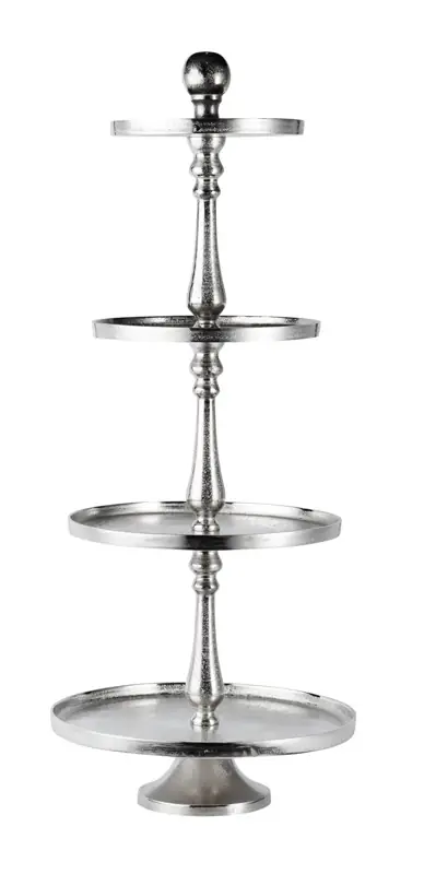 Etagere XXL 4-stöckig Silber aus Aluminium 95 cm