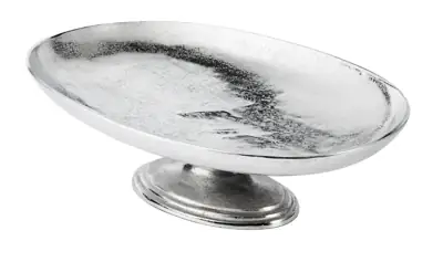 Schale XL auf Standfuß Aluminium Silber 47 cm