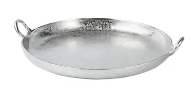 Rundes Tablett Silber mit Griffen, Aluminium 37 cm