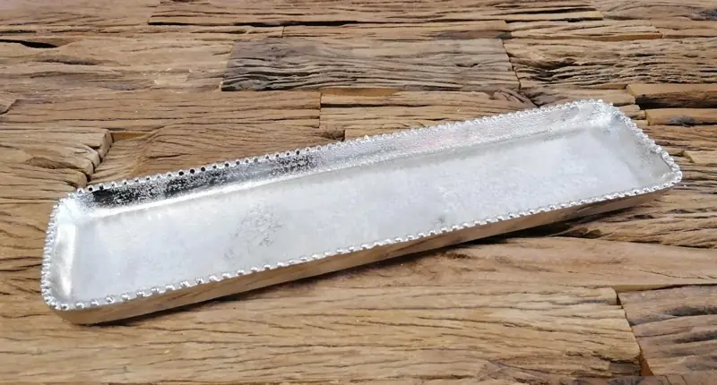 Rechteckige Schale Silber aus Aluminium 40 cm