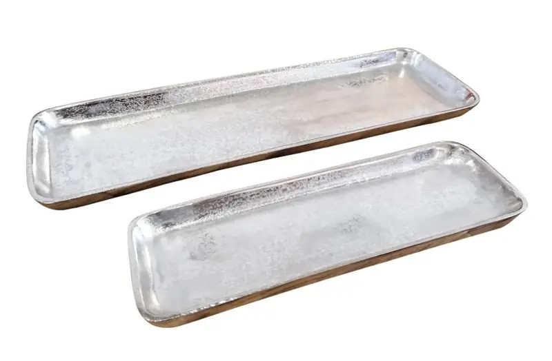 Eckige Schale Silber aus Aluminium 31 cm