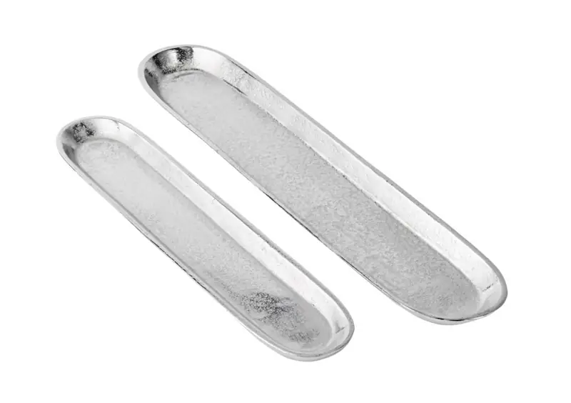 Ovale Dekoschale Silber aus Aluminium 41 cm