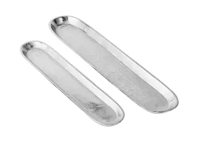 Ovale Dekoschale Silber aus Aluminium 51 cm