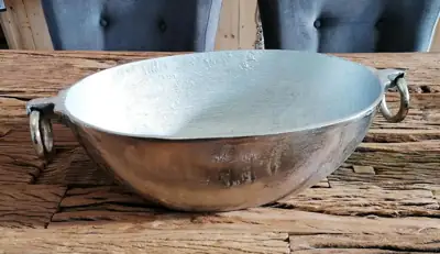 Ovale Schale XL Silber mit Griffen, Aluminium 50 cm