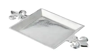 Tablett „Lilie“ Silber aus Aluminium 48 × 26 cm