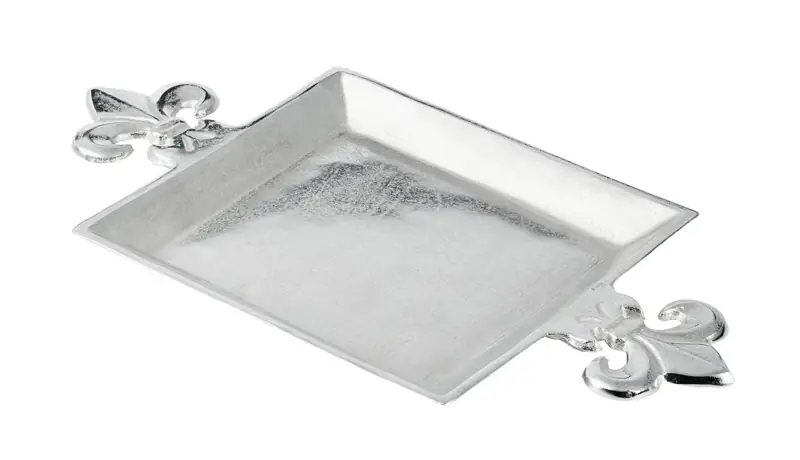 Tablett „Lilie“ Silber aus Aluminium 48 × 26 cm