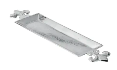 Längliches Tablett „Lilie“ Silber aus Aluminium 59 cm