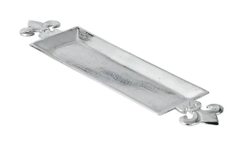 Längliches Tablett „Lilie“ Silber aus Aluminium 67 cm