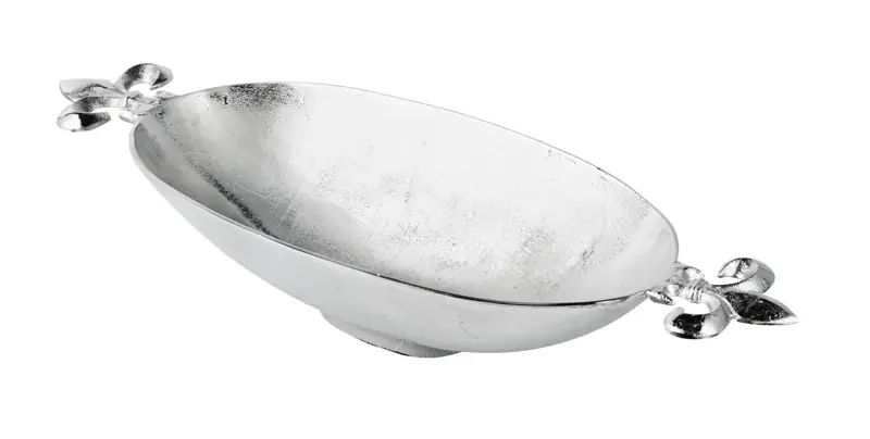 Dekoschale „Lilie“ XL Silber aus Aluminium 82 cm