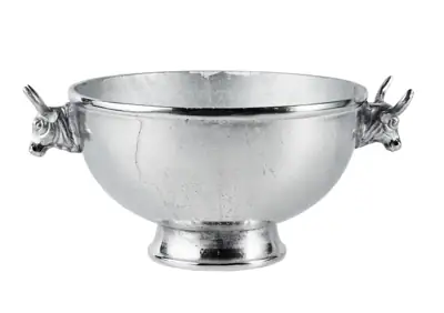 Dekoschale „Stierkopf“ rund Silber aus Aluminium 31 cm
