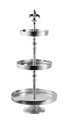 Etagere „Lilie“ 3-stöckig Silber aus Aluminium 80 cm