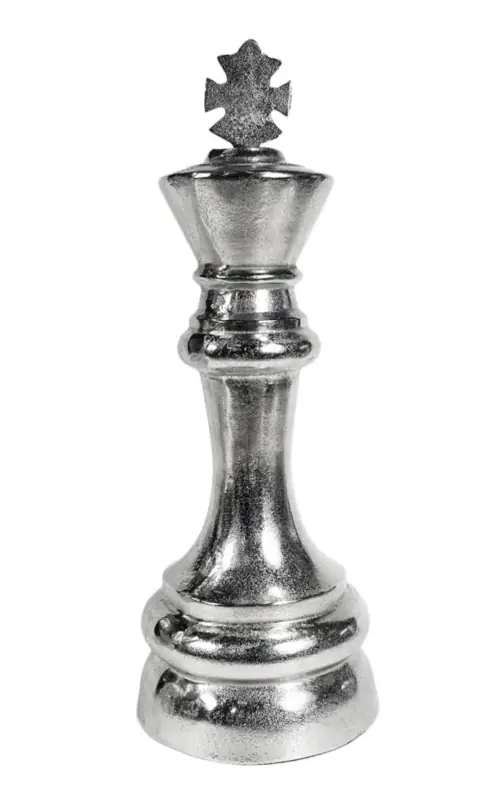 Schachfigur König XXL Aluminium Silber Raw-Optik 60 cm