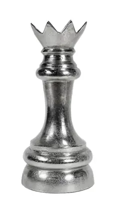 Schachfigur Dame XXL Aluminium Silber Raw-Optik 50 cm