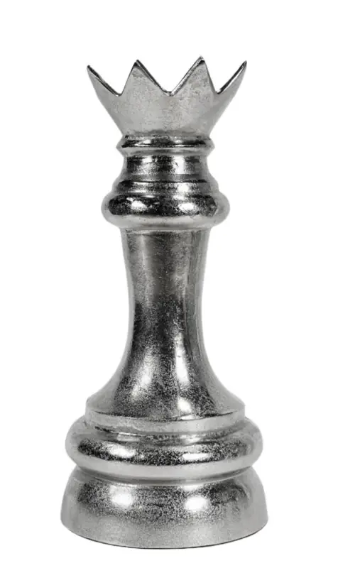 Schachfigur Dame XXL Aluminium Silber Raw-Optik 50 cm