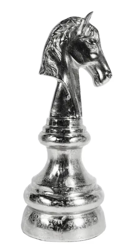 Schachfigur Pferd Springer XXL Aluminium Raw-Optik 55 cm