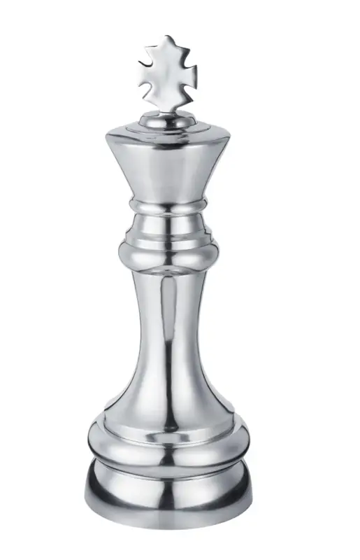 Schachfigur König XXL Aluminium Silber poliert 62 cm