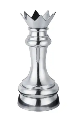 Schachfigur Dame XXL Aluminium Silber poliert 50 cm