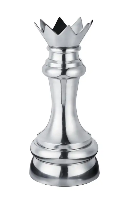 Schachfigur Dame XXL Aluminium Silber poliert 50 cm