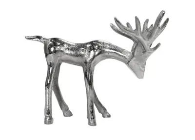 Hirsch-Figur Aluminium Silber 25 cm – 25 × 8 × 20 cm