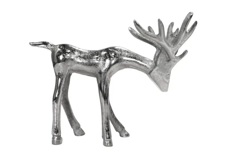 Hirsch-Figur Aluminium Silber 25 cm – 25 × 8 × 20 cm