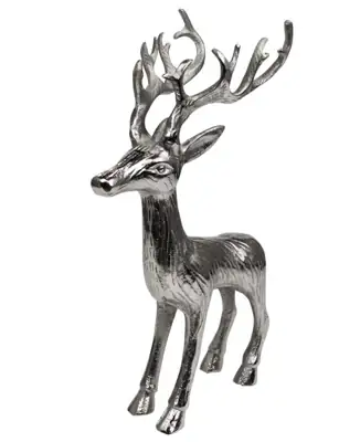 Hirsch-Figur XL Aluminium Silber 41 cm – 26 × 18 × 41 cm
