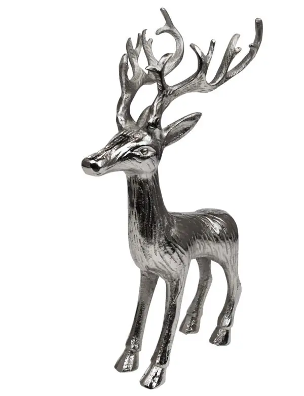 Hirsch-Figur XL Aluminium Silber 41 cm – 26 × 18 × 41 cm