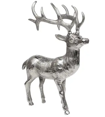 Hirsch-Figur XL Aluminium Silber 37 cm – 30 × 16 × 37 cm