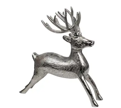 Hirsch-Figur Aluminium Silber 27 cm – 27 × 9 × 27 cm