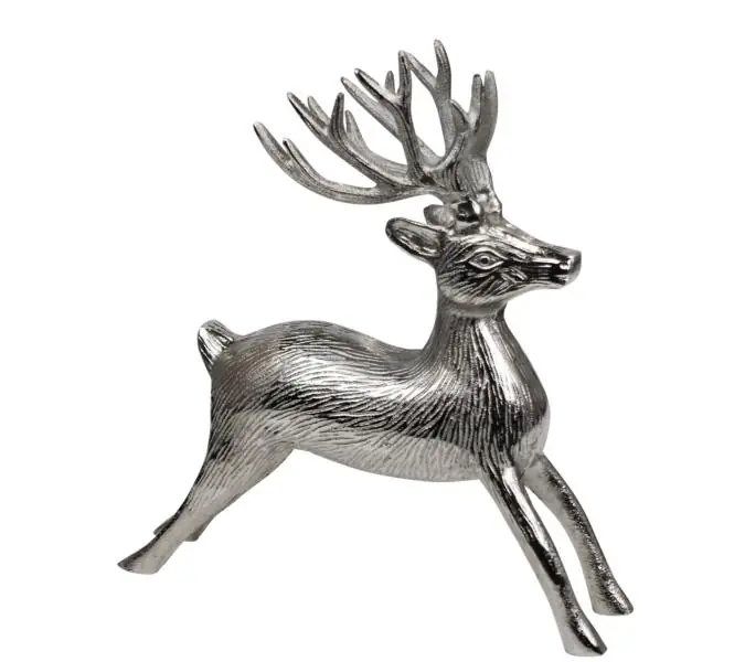 Hirsch-Figur Aluminium Silber 27 cm – 27 × 9 × 27 cm