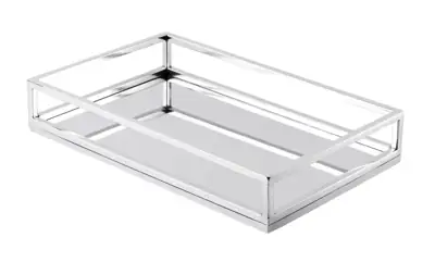 Spiegeltablett Edelstahl Silber rechteckig 40 × 25 cm